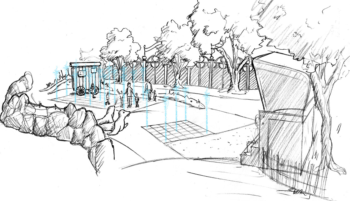 Design Wasserspielplatz mit Fontänen für Hansa Park