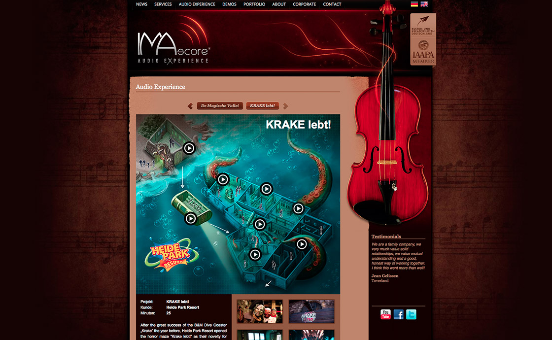Screenshot of the imascore website